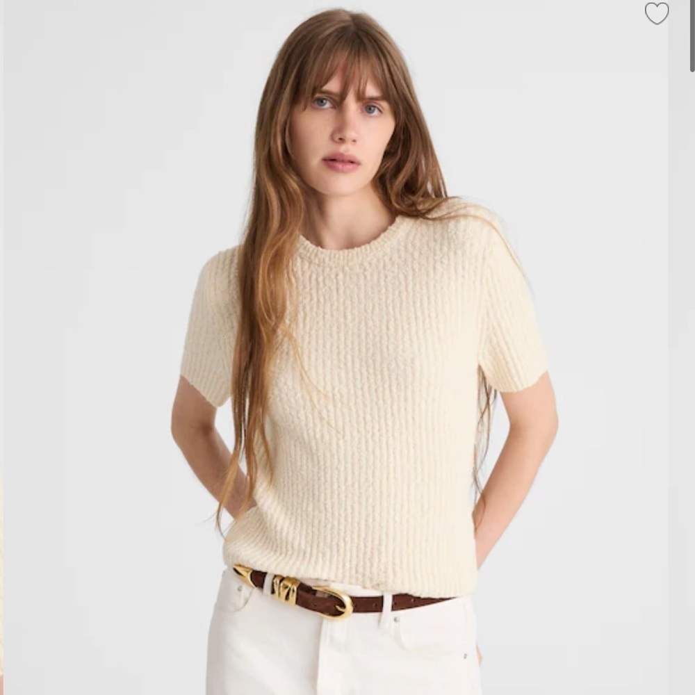 Madewell // NWOT Bouclé-Knit Crewneck Sweater Tee - Picture 2 of 10